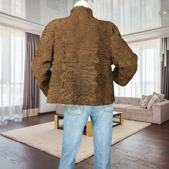 Vintage Swakara Persian Karakul Lamb Fur Brown Jacket XL - Picture 7 of 16